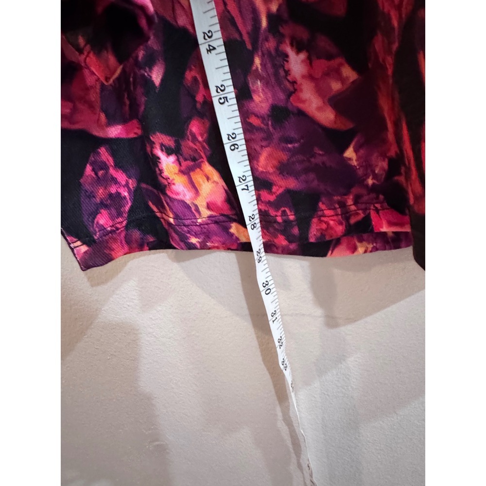 Allison Daley Woman 3X Black Pink Floral Long Sleeve Embellished Top - Picture 6 of 7